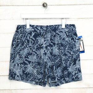 Briggs Wm's Linen Blend Short • Sz L • Navy Floral • NWT